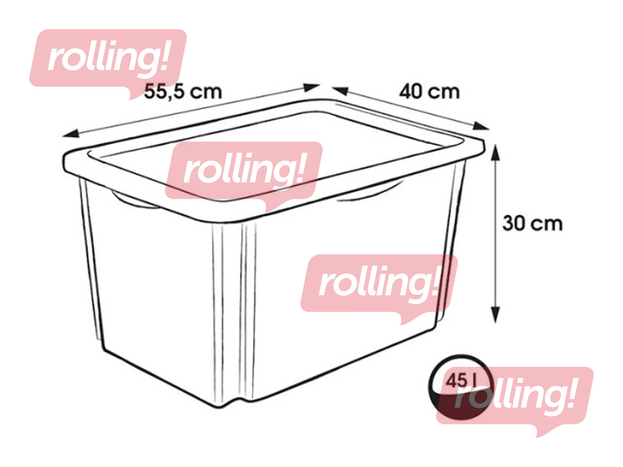 Storage box Keeeper Karolina Peppa Pig, with lid, transparent, 55.5x40x30cm, 45l
