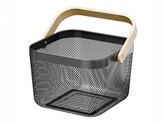 Storage basket Kitchisimo, with handle, metal, black, 26x24x17.5cm