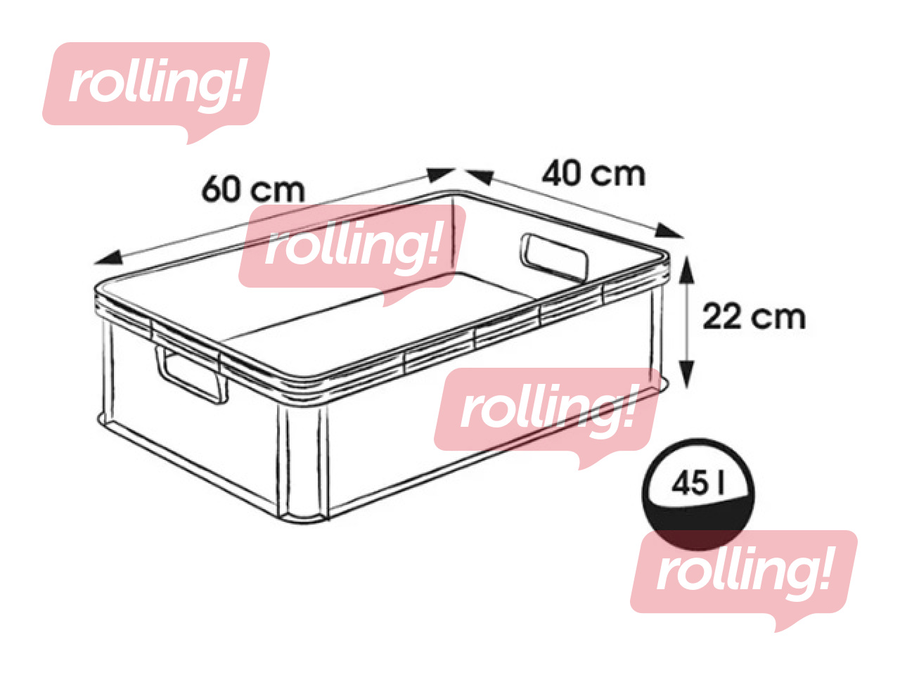Transportēšanas kaste Keeeper Robert, plastmasas, pelēka, 45l