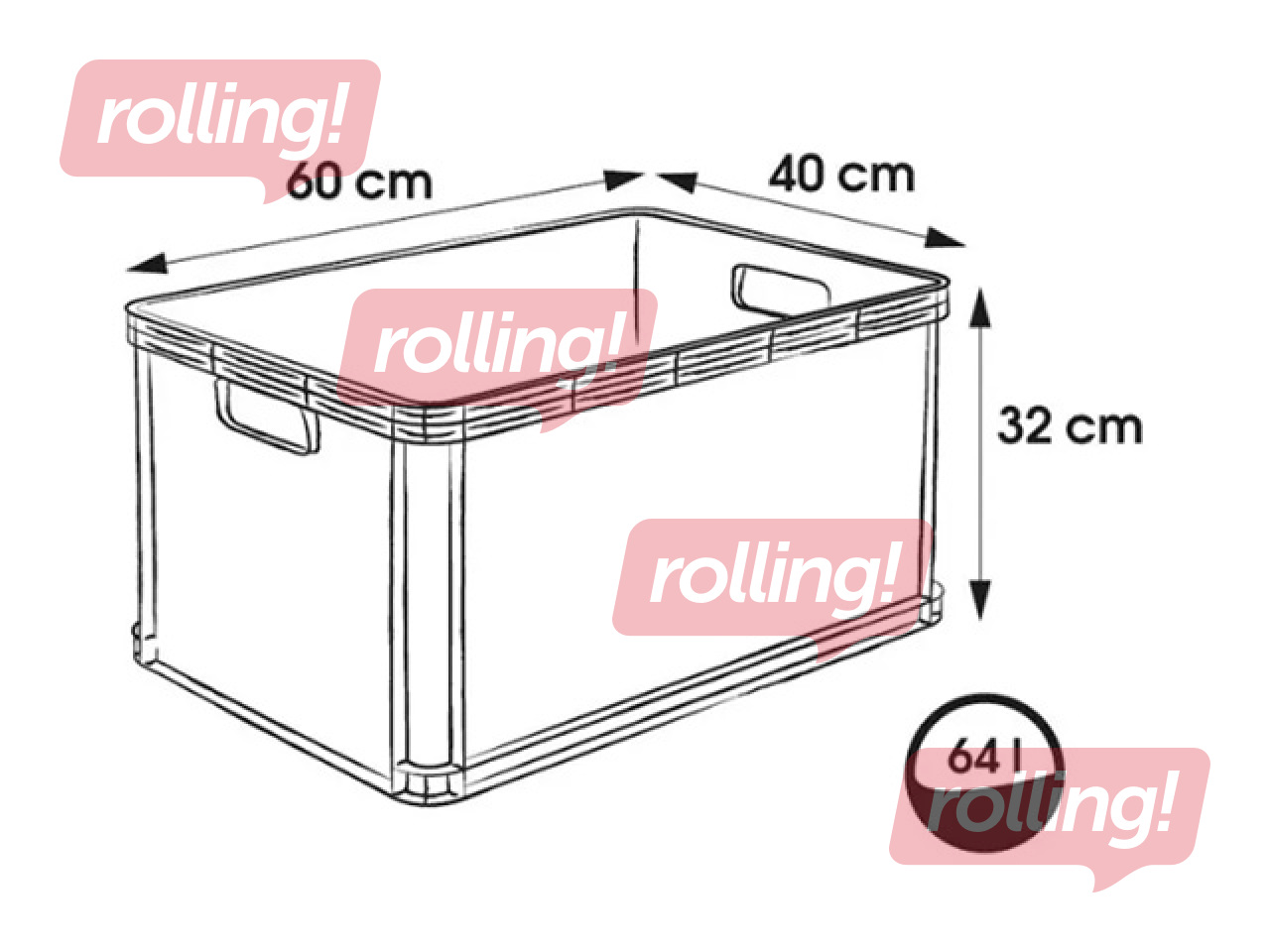 Transport box Keeeper Robert, plastic, graphite, 64l