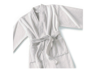 Terry bathrobe, collarless, white, size M
