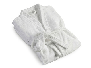 Terry bathrobe, without collar, white, size XL