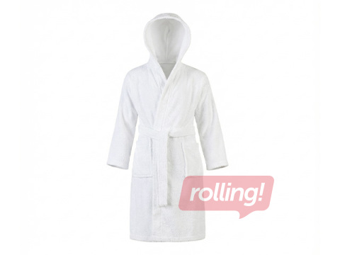 Frotē halāts bērniem, ar kapuci, balts, S izmērs