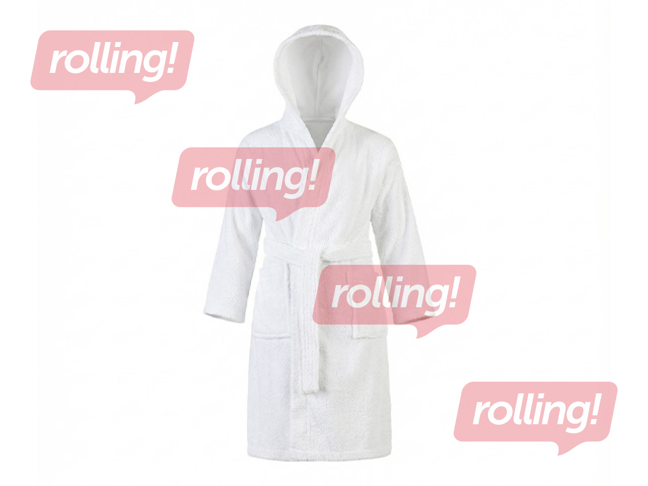 Laste frotee hommikumantel, kapuutsiga, valge, suurus S