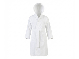 Terry bathrobe for children, with hood, white, size S