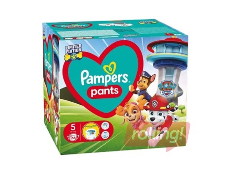 Autiņbiksītes Pampers Giant Pack Plus 5 (12-17 kg), Paw Patrol, biksītes, 66 gab.