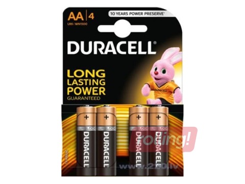 Patareid Duracell Alkaline, AA, 1.5V, 4 tk.