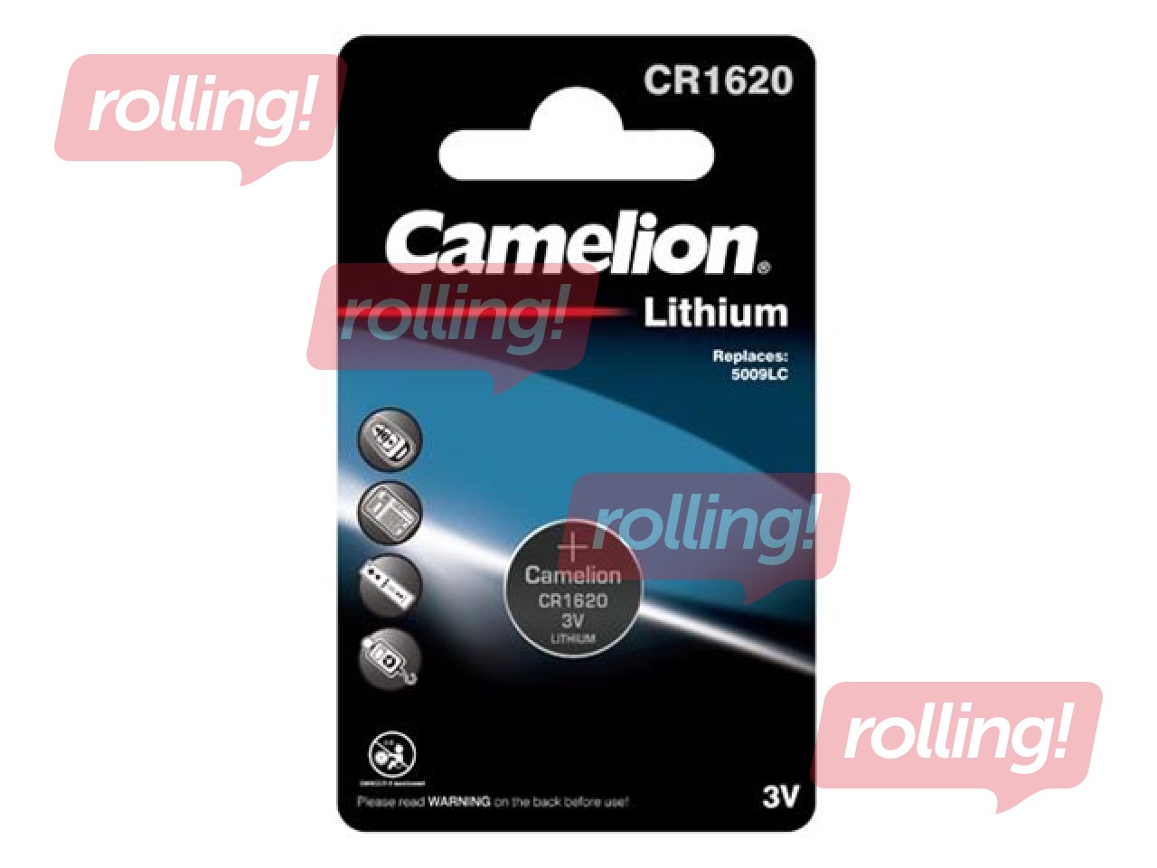 Baterija Camelion Lithium, tablešu tipa, CR 1620, 1 gab. 