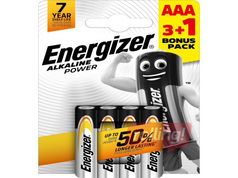 Patareid Energizer Base Alkaline, AAA B3+1,1.5V, 4 tk.
