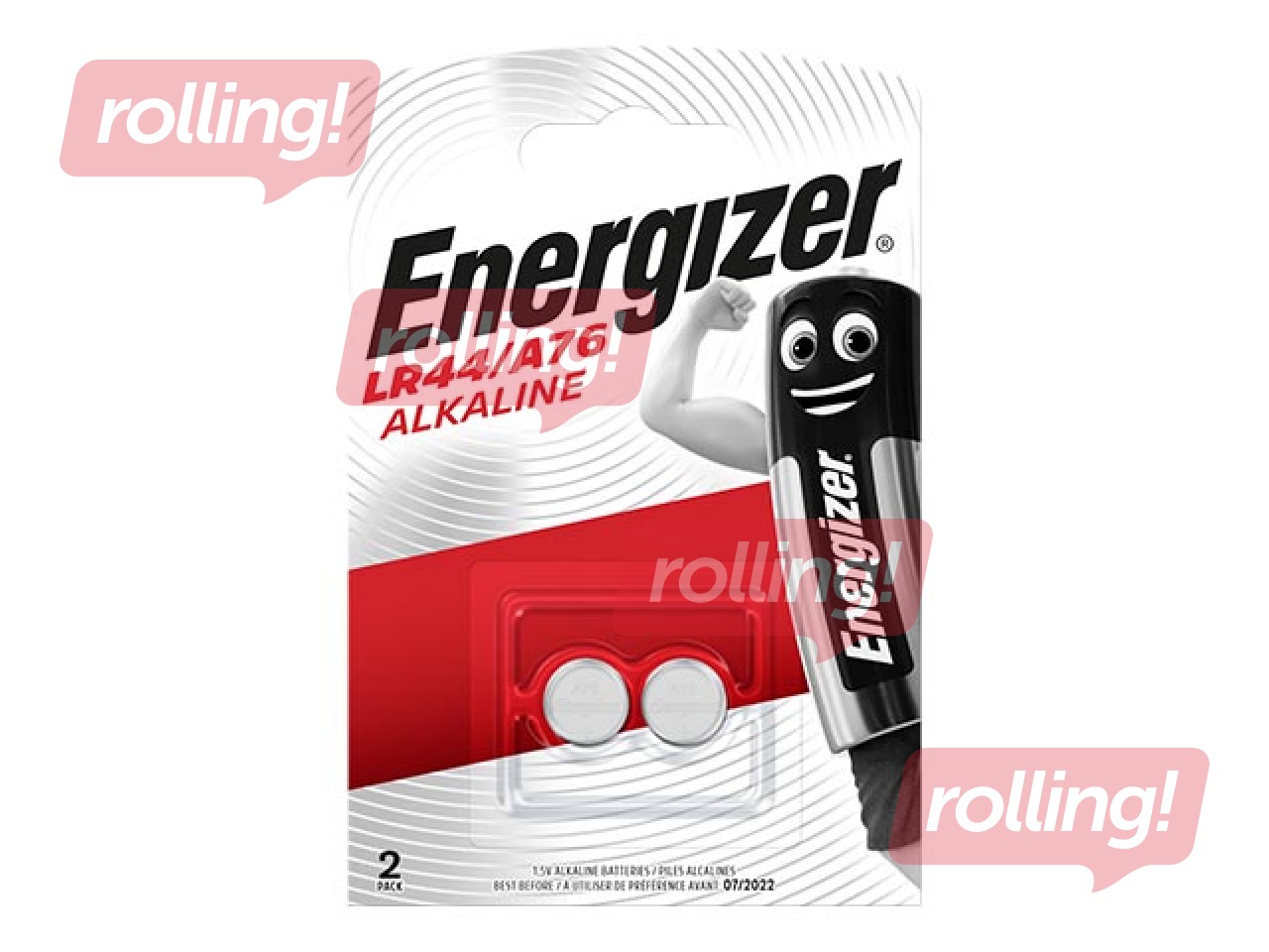 Patarei Energizer, nööppatarei, LR44, 1.5V alkaline, 2 tk.