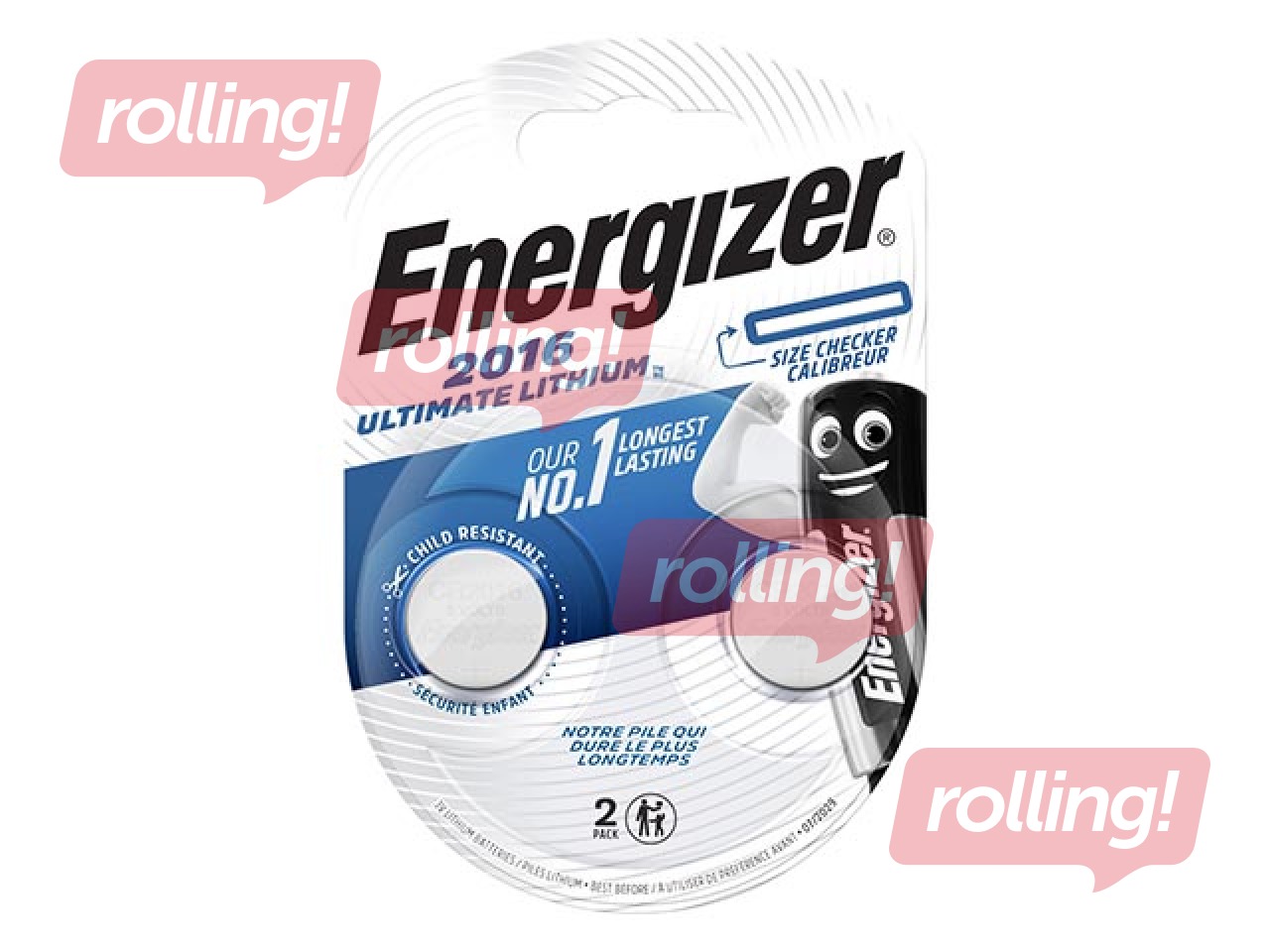 Patarei Energizer Ultimate Lithium, nööppatarei, CR 2016, 2 tk. 