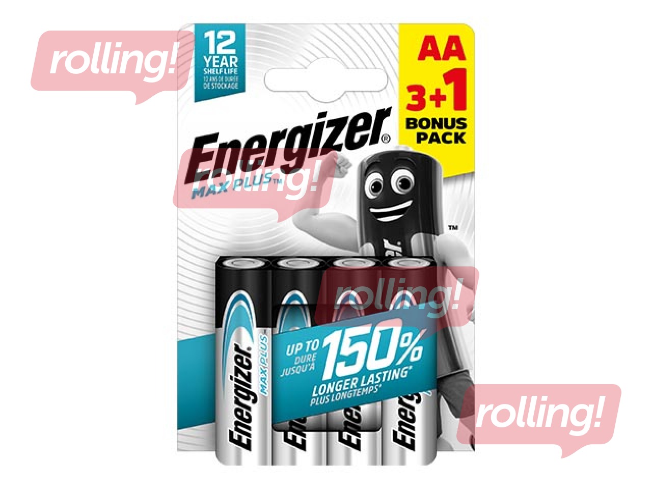 Batteries Energizer Alkaline Max Plus AA, B3+1, 1.5V, 4 pcs.