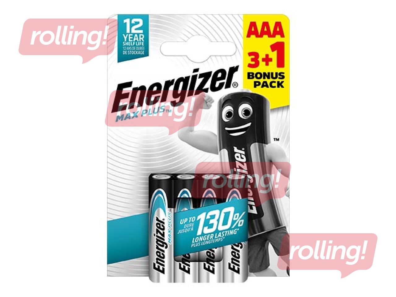 Батарейки Energizer Alkaline Max Plus AAA, B3+1, 1.5V, 4 шт.