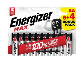 Batteries Energizer MAX Alkaline, AA B6+4, 1.5V, 10 pcs.