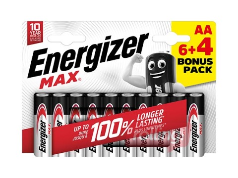 Patarei Energizer MAX Alkaline, AA B6+4, 1.5V, 10 tk.
