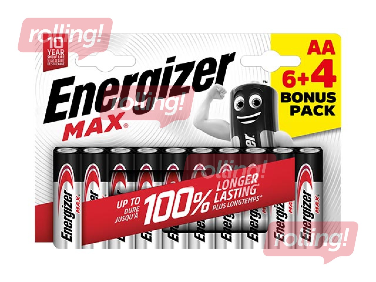 Patarei Energizer MAX Alkaline, AA B6+4, 1.5V, 10 tk.