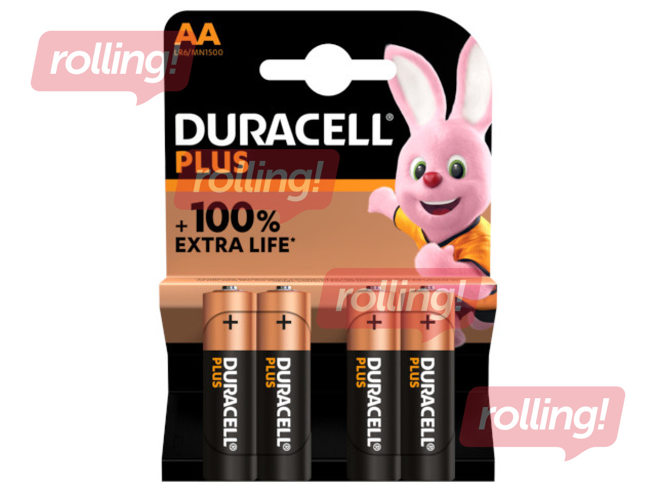 Patarei Duracell Alkaline, Plus, AA, 1,5V, 4 tk.