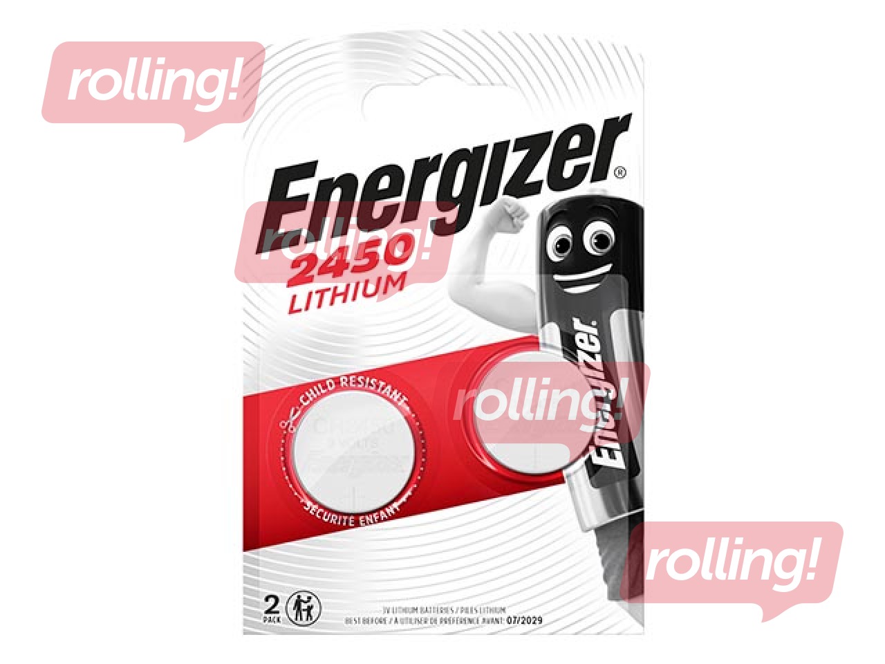 Patareid Energizer, nööppatarei, CR2450, 2 tk.