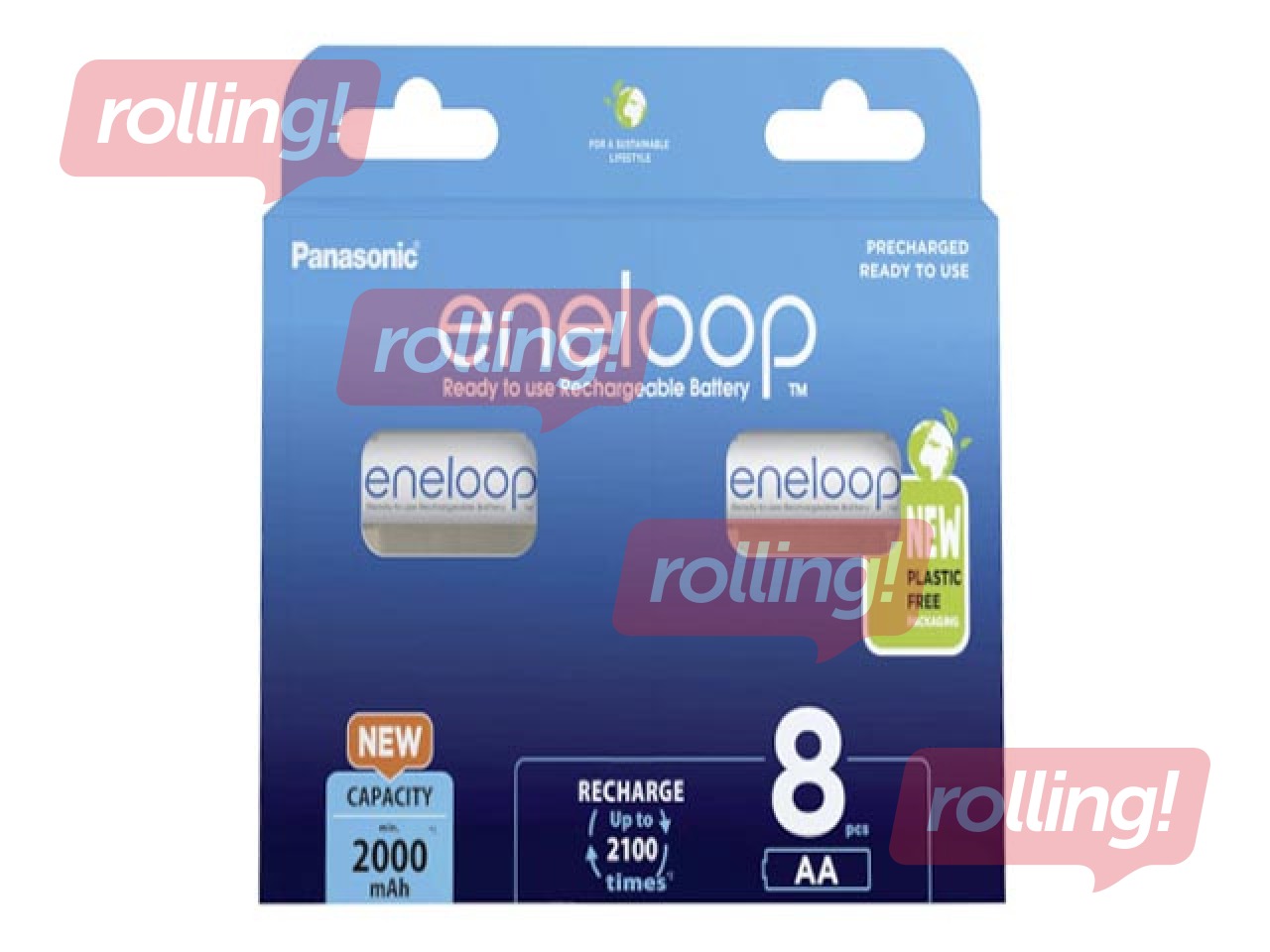 Laetavad patareid Panasonic Eneloop BK-3MCDE/8BE, 2000mAh, NiMH, AA, 8 tk.
