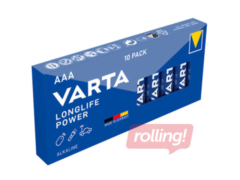 Patarei Varta Longlife Power Alkaline, AAA, B10, 10tukki.