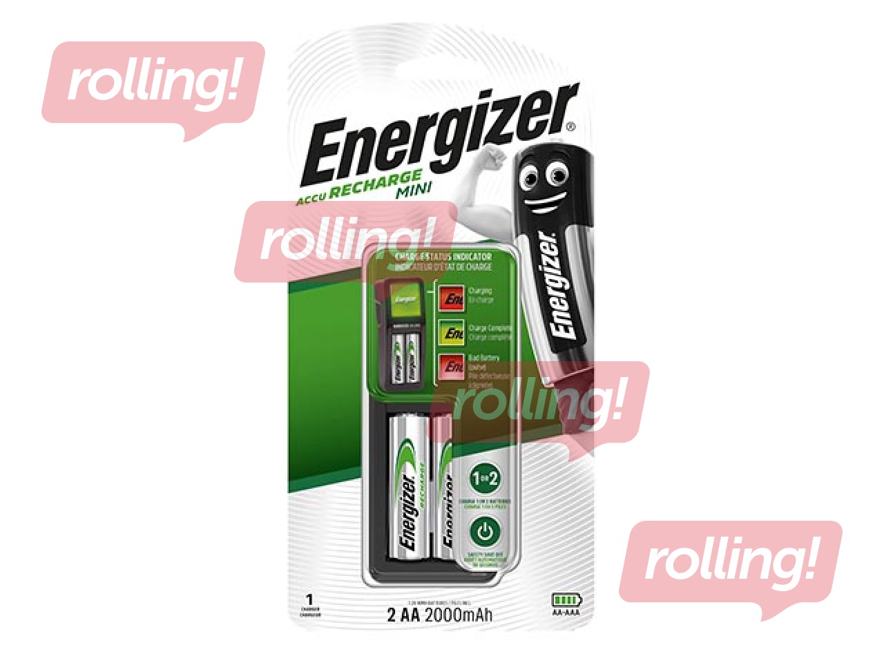 Зарядное устройство Energizer Mini EU Plug 2000 mAh + 2 x AA
