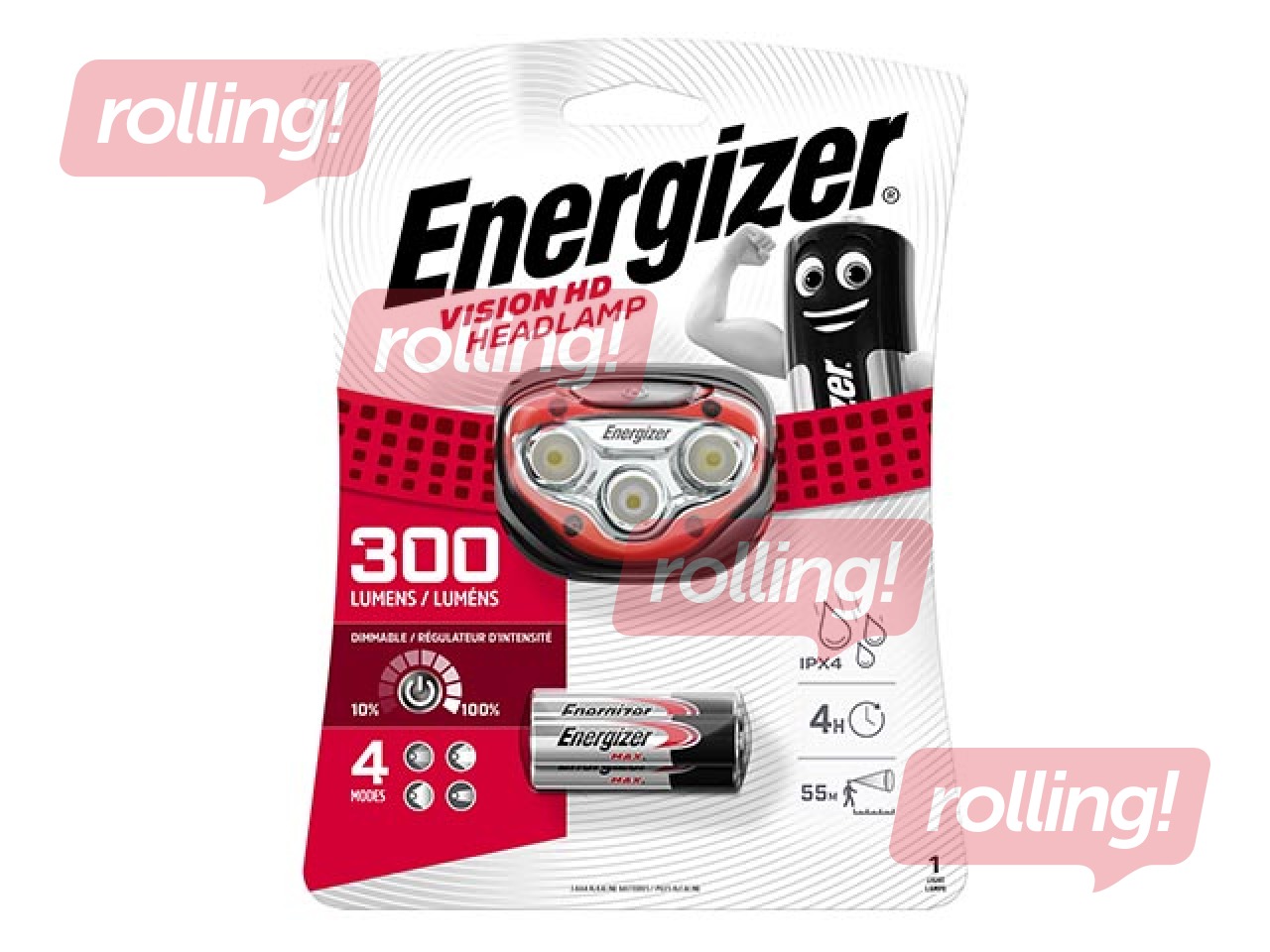 Energizer Vision HD Headlamp, 300lm, 3xAAA