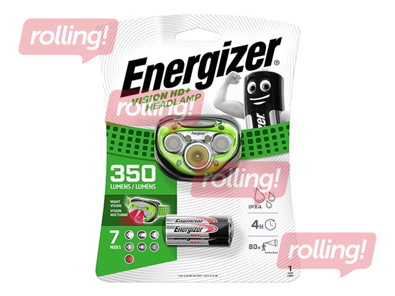 Energizer Vision HD+ Headlamp, 350lm, 3xAAA