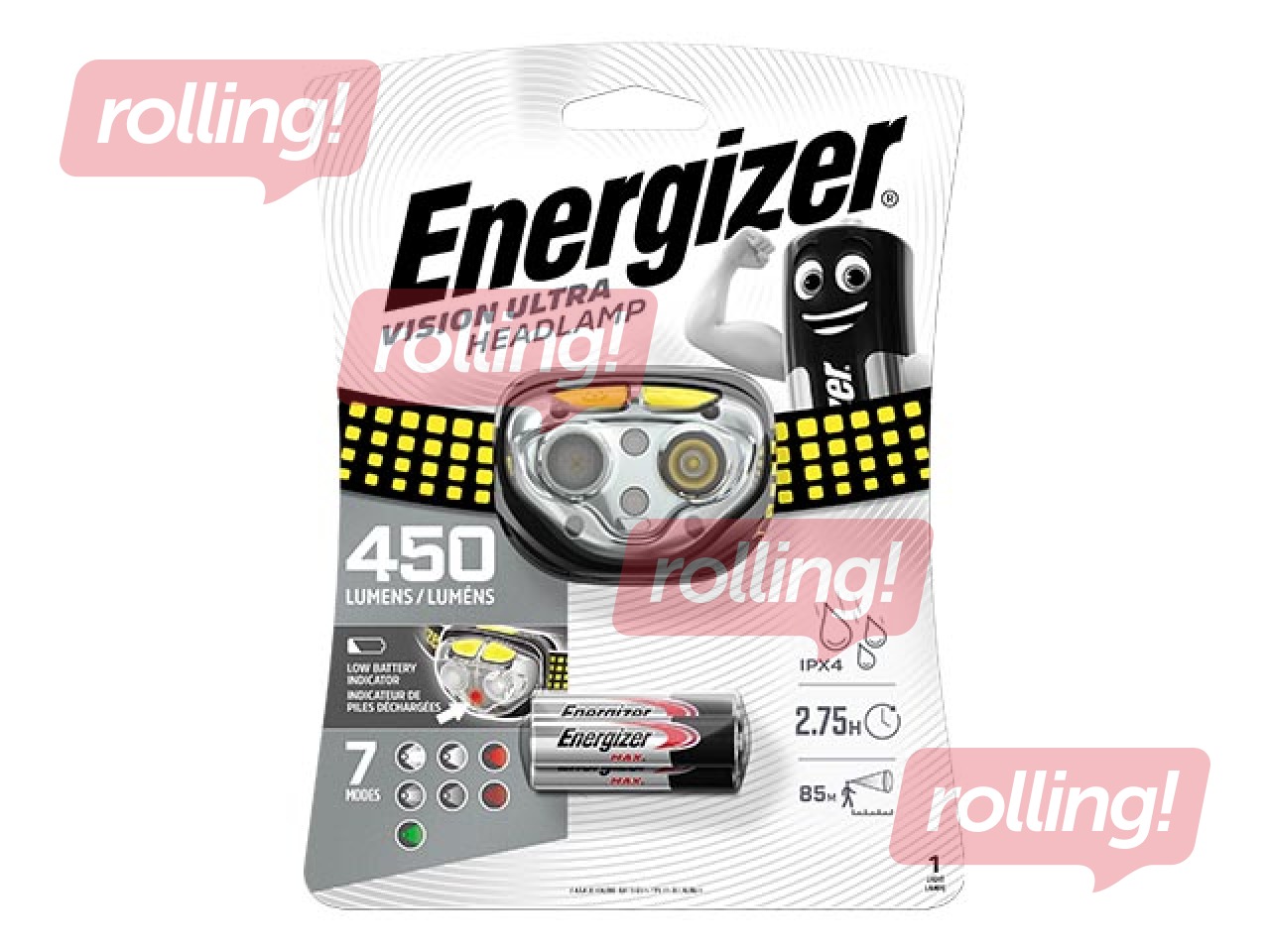 Energizer Vision Ultra Headlamp, 450lm, 3xAAA