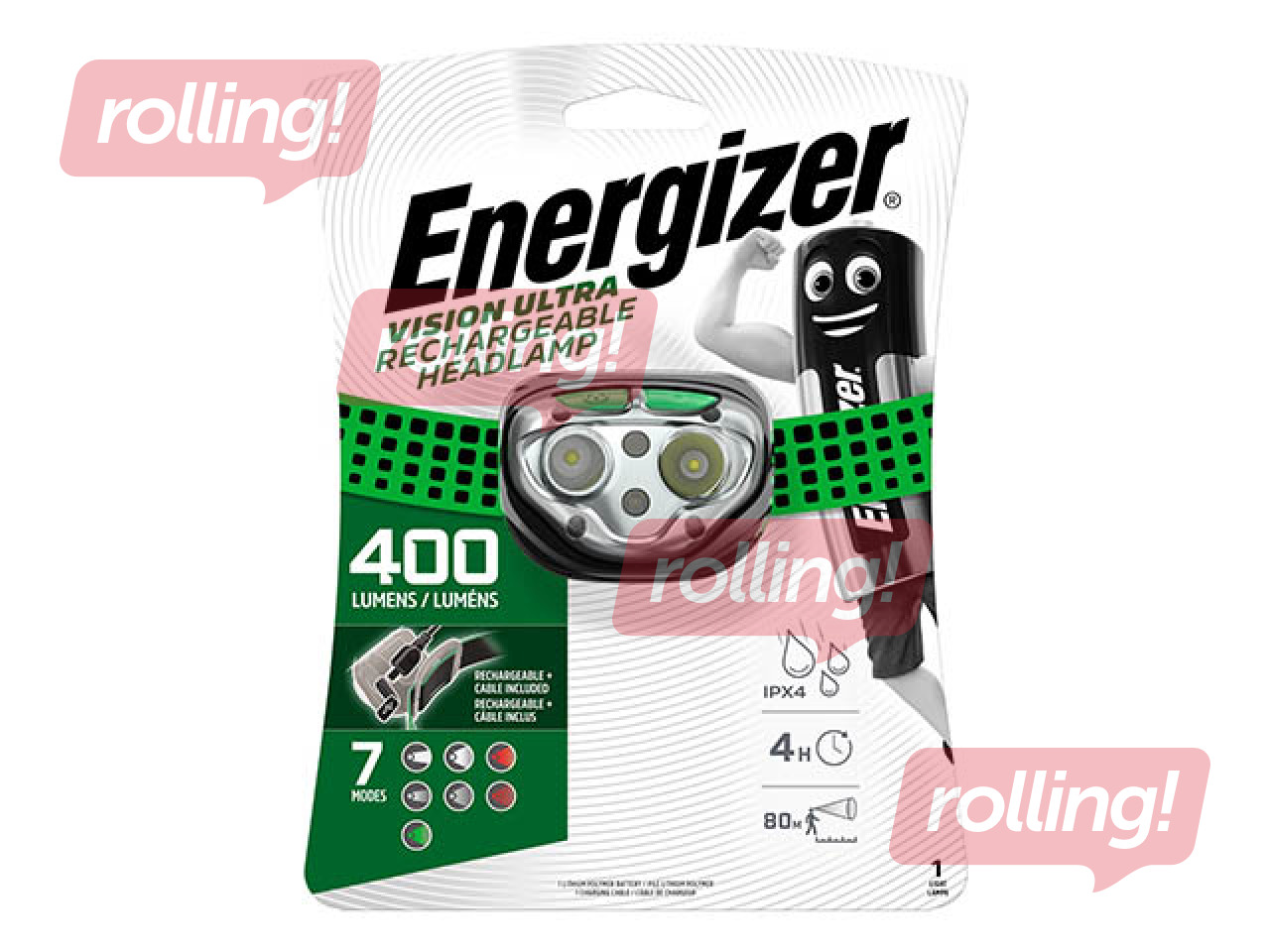 Energizer Vision Ultra HD Rechargable Headlamp, 400lm