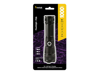 Technik P26 focusable LED flashlight, 1000lm, 300m range, rechargeable