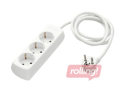 Pikendusjuhe 3 pesaga 5m, valge