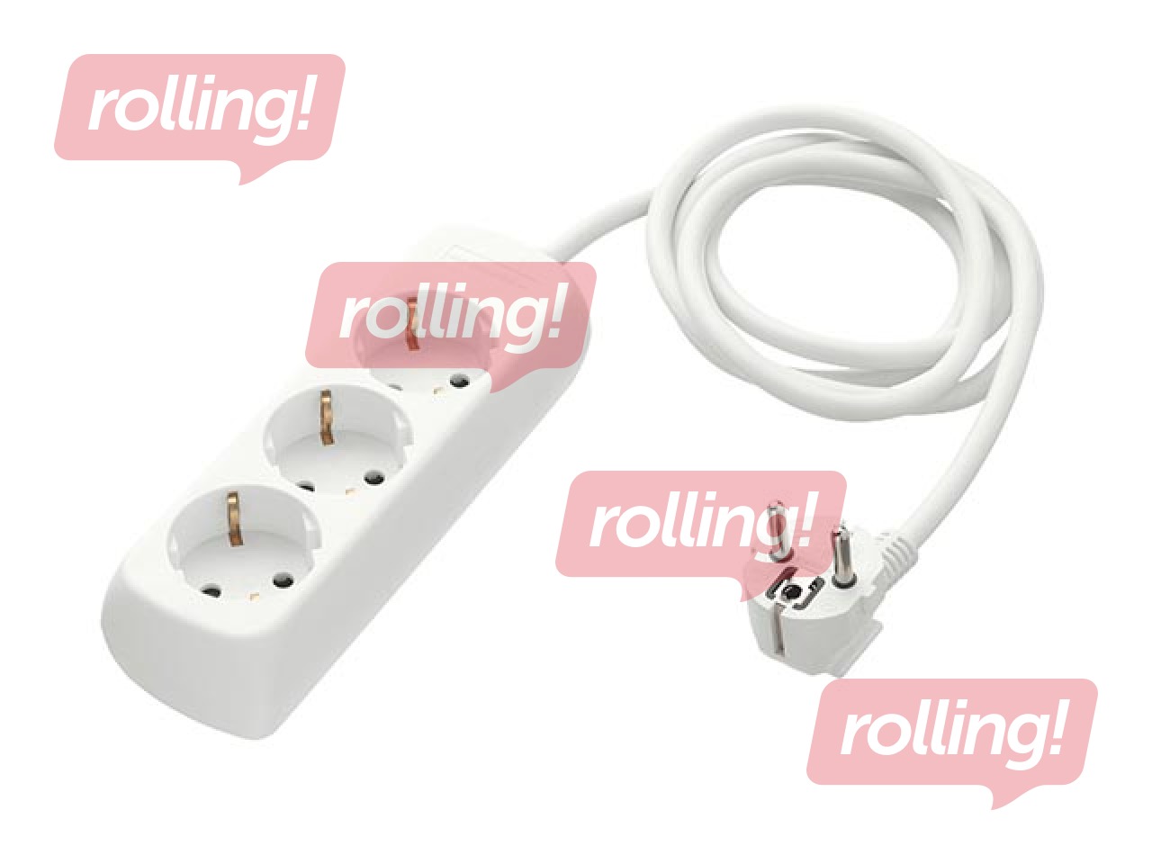 Pikendusjuhe 3 pesaga 5m, valge