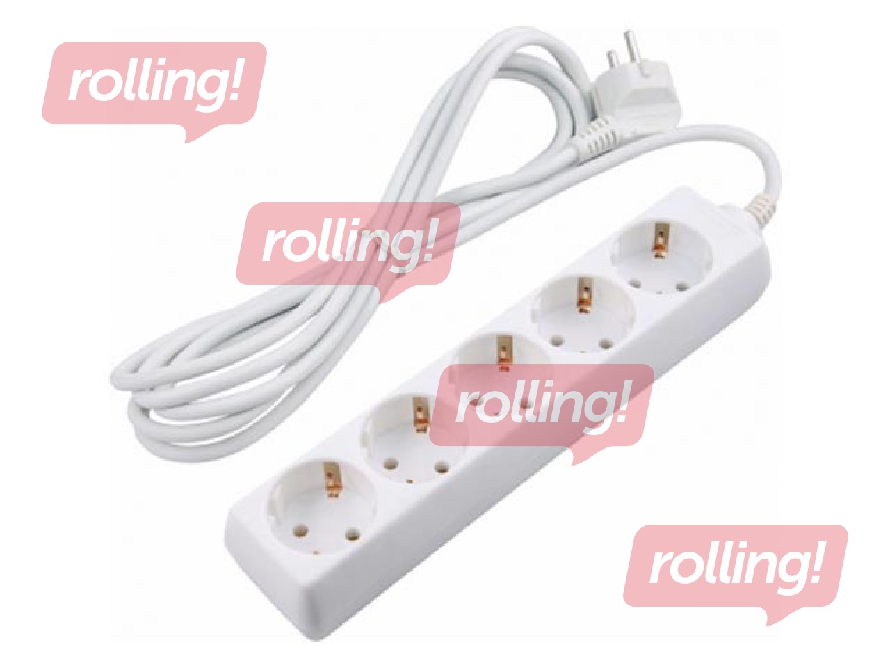 Pikendusjuhe 5 pesaga 5 m, valge