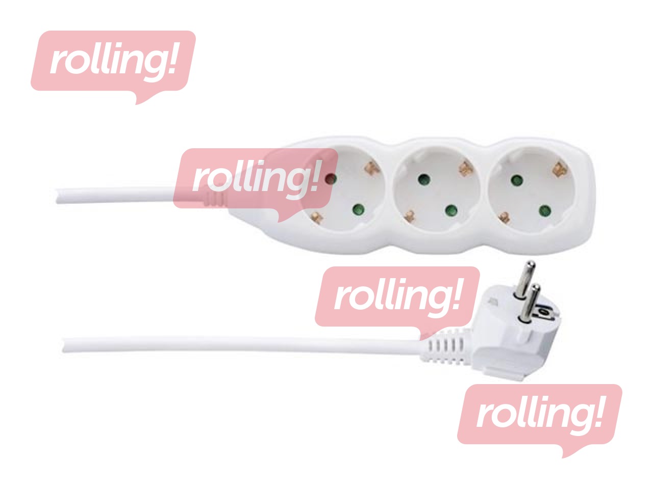 Pikendusjuhe 3 pesaga 3 m, valge