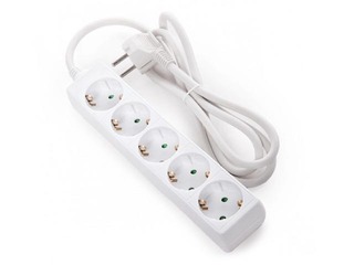 Extension cord 5 way 1.5 m, white
