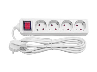 Extension cord 4 way 3 m with indicator switch, white