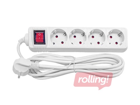Удлинитель 4 розетки 5м с заземлением. Оборудован выключателем с индикатором.