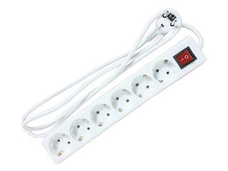 Extension cord 6-way 3 m, white