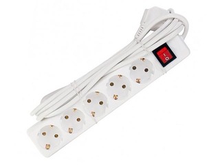 Extension cord 5 way 5m with indicator switch, white