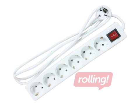 Extension cord 6-way 1.5 m, white