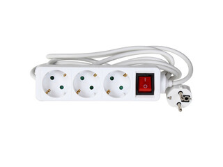 Extension cord 3 way 5.0 m with indicator switch, white