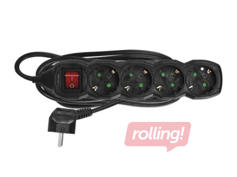 Extension cord Emos 4 way 3 m with indicator switch, black