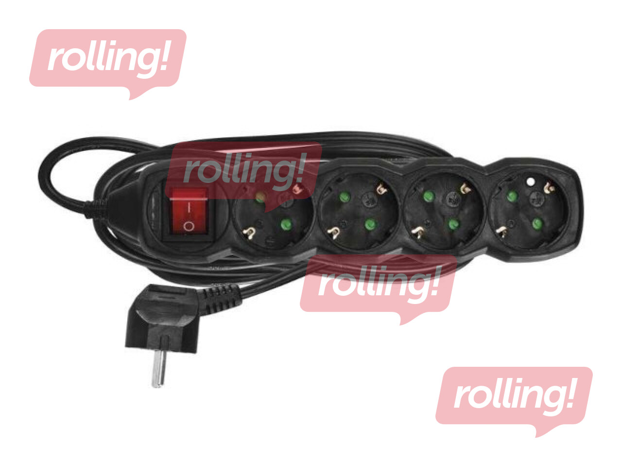 Pikendusjuhe Emos 4-suunaline 3 m indikaatorlülitiga, must