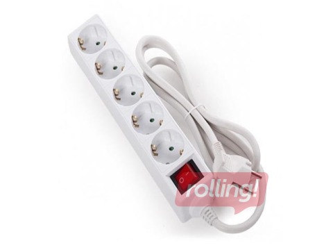 Удлинитель 5-полюсный 1,5 м с заземлением, белый 
