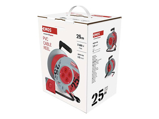 Pikendusjuhe, 4 pistikupesa, 25 m, maandusega, punane