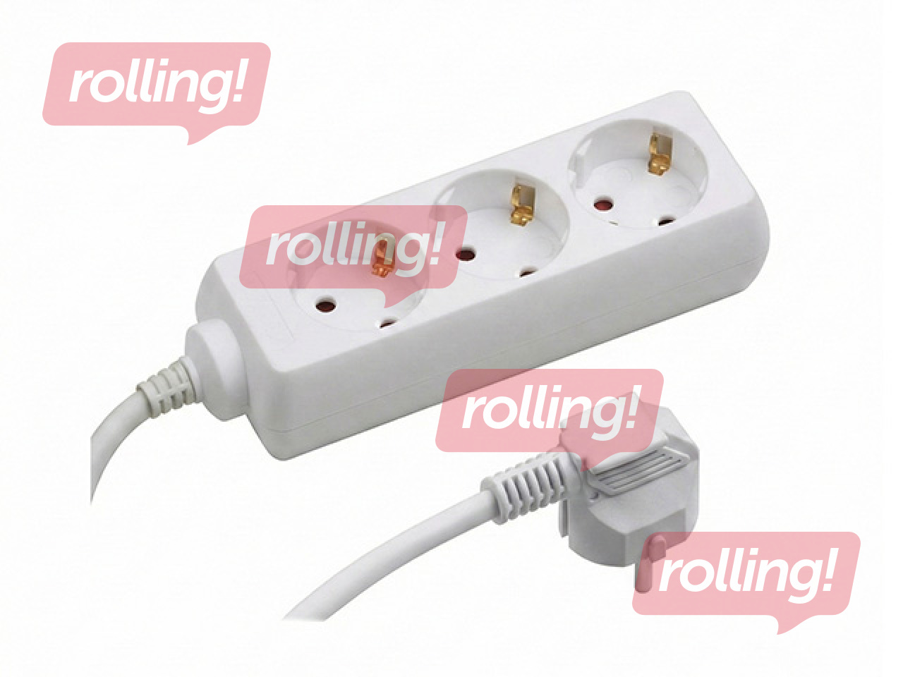 Pikendusjuhe 3 pesaga, valge, 1.5m