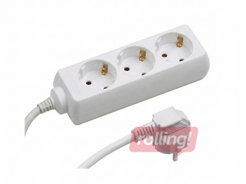 Pikendusjuhe 3 pesaga, valge, 3m