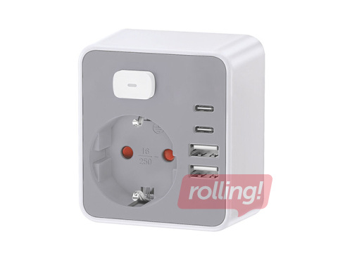Extension socket 1-way + 2 x USB-C + 2 x USB-A + switch