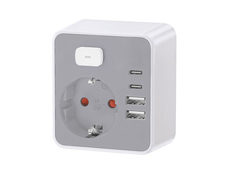 Extension socket 1-way + 2 x USB-C + 2 x USB-A + switch