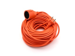 1-outlet extension cord, 20 m, with grounding, orange